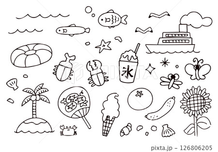 夏のイラスト素材セット 126806205