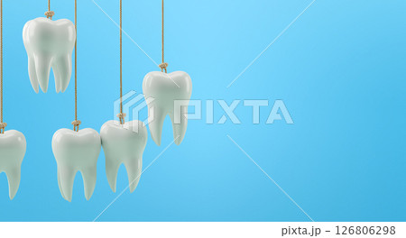 Rows of teeth are tied together by a ropeのイラスト素材 [126806298] - PIXTA