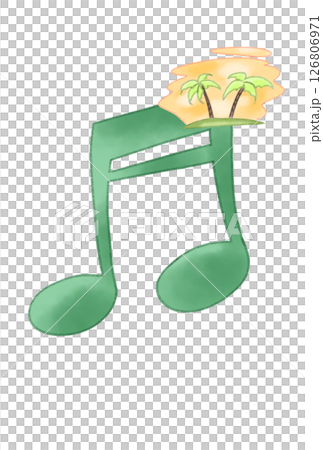 A tropical island floating on musical notes 126806971