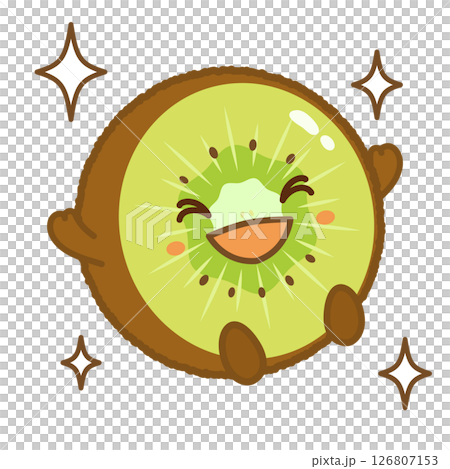 笑顔で喜ぶキウイキャラクターのイラスト 126807153