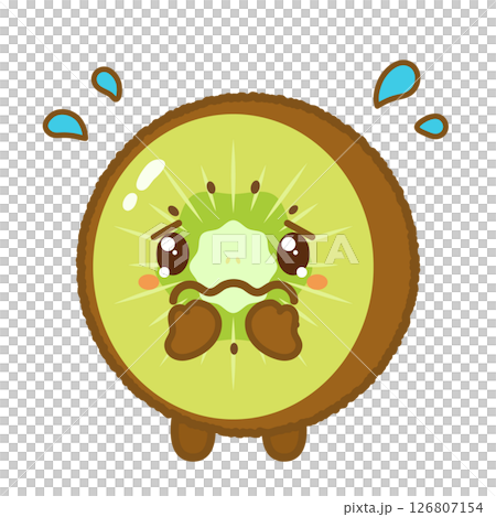 泣き顔のキウイキャラクターのイラスト 126807154