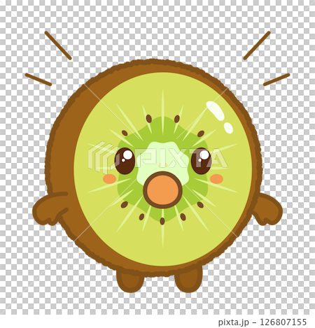 口を開けて驚いているキウイキャラクターのイラスト 126807155