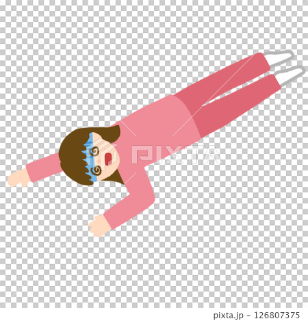 A woman who is dizzy and falling down A woman who is dizzy and falling down 126807375