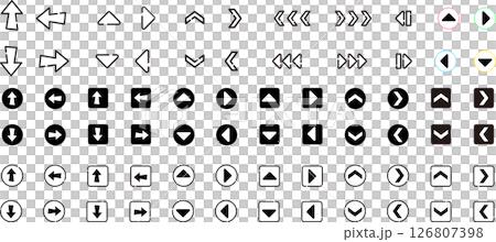 手寫的箭頭圖示設定黑色和白色 126807398