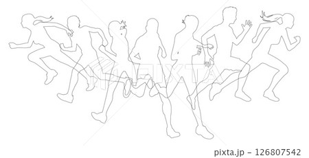 Silhouette Runners Running Sports Silhouettes Set 126807542