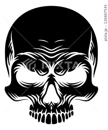 Skull Design Vintage Retro Woodcut Style 126807545