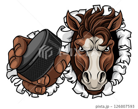 Horse Mustang Stallion Ice Hockey Sports Mascot 126807593