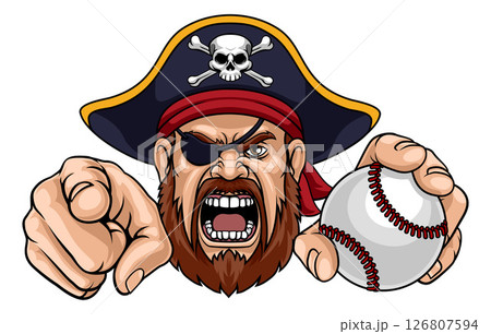 Pirate Baseball Ball Sports Mascot Illustration 126807594
