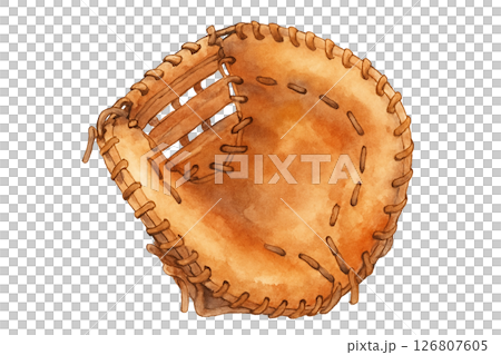一壘手手套的水彩插圖（透明背景） 126807605