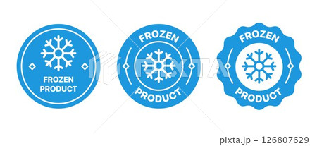 Frozen product Badge label with snowflake symbol for freezing goods package, Vector Icon Illustration 126807629