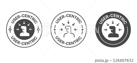 User-centric Badge Icons with user focus philosophy symbol, Vector Illustration User-centric Badge Icons with user focus philosophy symbol, Vector Illustration 126807632