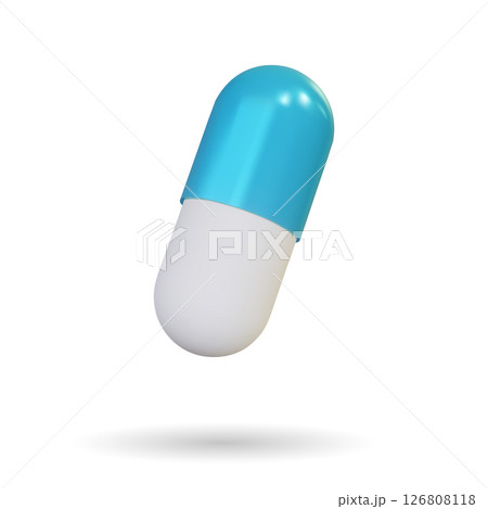 3d Realistic medicine capsule pill tablet on a white background. Vector Illustration. Advertising for hospital or pharmaceutical company. Sign for pharmacy. 3d Realistic medicine capsule pill tablet on a white background. Vector Illustration. Advertising for hospital or pharmaceutical company. Sign for pharmacy. 126808118