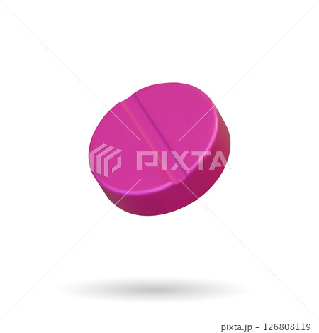 3d Realistic red round medicine pill tablet on a white background. Vector Illustration. Advertising for hospital or pharmaceutical company. Sign for pharmacy. 3d Realistic red round medicine pill tablet on a white background. Vector Illustration. Advertising for hospital or pharmaceutical company. Sign for pharmacy. 126808119