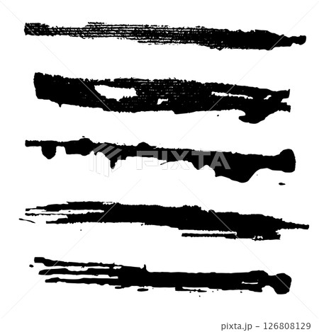 Set of black ink brush strokes. Vector illustration. Dirty watercolor texture, box, frame, grunge background, splash or creative shape for social media 126808129