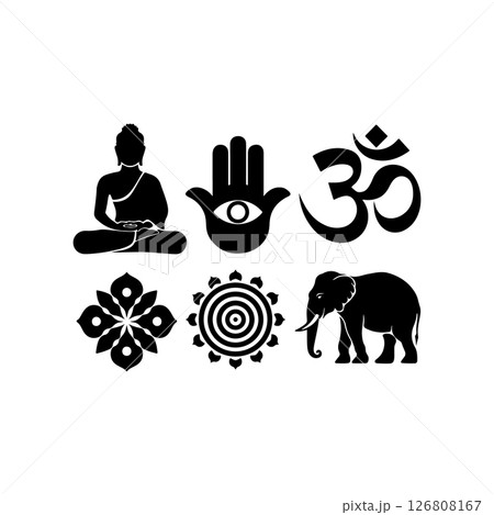 Buddha Day Symbols Sets Silhouette Vector Buddha Day Symbols Sets Silhouette Vector 126808167