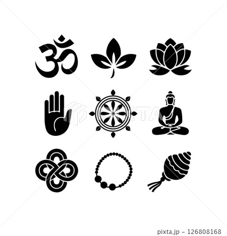 Buddha Day Symbols Sets Silhouette Vector Buddha Day Symbols Sets Silhouette Vector 126808168