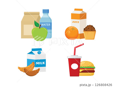 Set of lunch food icons. Vector illustration stock illustration 126808426