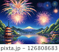 富士山を望む湖畔の景色 126808683