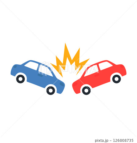 Car accident concept. Crash at road, traffic. Broken automobiles. 126808735