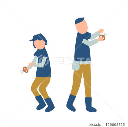 収穫作業をする農家のイラスト 126808826