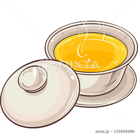 Gaiwan isolated Colored Detailed Illustration for Design and Decoration for Cafeteria, Posters, Banners, Cards. Gaiwan isolated Colored Detailed Illustration for Design and Decoration for Cafeteria, Posters, Banners, Cards. 126808980