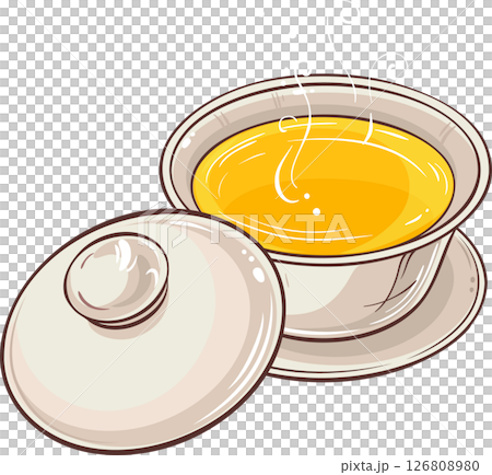 Gaiwan isolated Colored Detailed Illustration for Design and Decoration for Cafeteria, Posters, Banners, Cards. Gaiwan isolated Colored Detailed Illustration for Design and Decoration for Cafeteria, Posters, Banners, Cards. 126808980