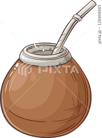 Mate Tea Colored Detailed Illustration. Mate Tea Colored Detailed Illustration. 126808985