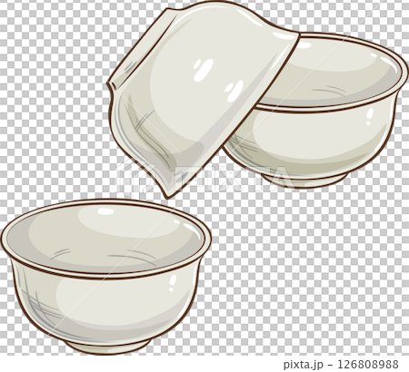 Tea Bowls Colored Detailed Illustration. 126808988
