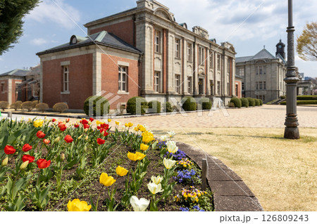 チューリップと山形県旧県会議事堂 チューリップと山形県旧県会議事堂 126809243