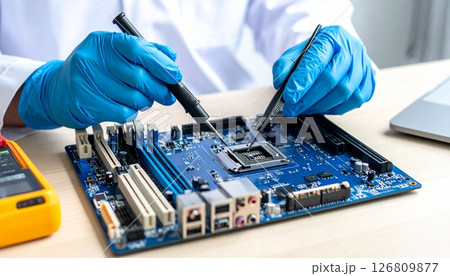 パソコン修理する手元 パソコン修理する手元 126809877