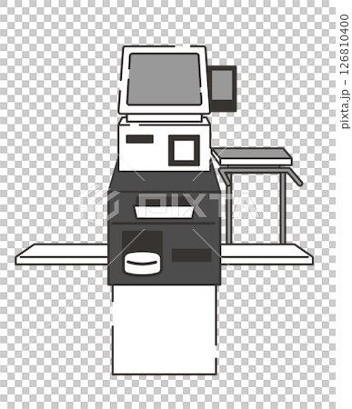 Illustration of a self-checkout with a stand Illustration of a self-checkout with a stand 126810400