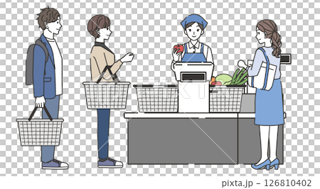 人們在收銀台等候的插圖 人們在收銀台等候的插圖 126810402