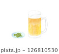 ジョッキに注いだビールと枝豆 水彩 126810530