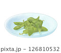 水色のお皿に乗った枝豆 水彩 126810532