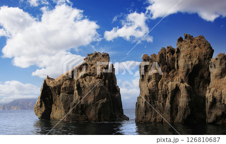 calanques cliffs of Piana, on mediterranee sea, Corse, france calanques cliffs of Piana, on mediterranee sea, Corse, france 126810687
