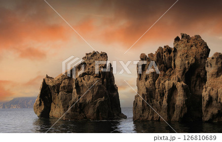 calanques cliffs of Piana, on mediterranee sea,  Corse, france 126810689