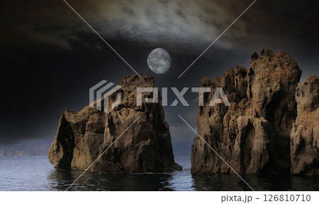 calanques cliffs of Piana, on mediterranee sea,  Corse, france 126810710