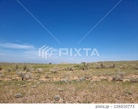 Beautiful Landscape With Desert And Blue Sky 126810773