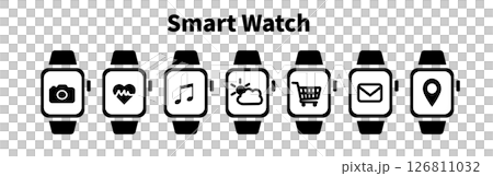 Smartwatch icon (black and white flat) 126811032