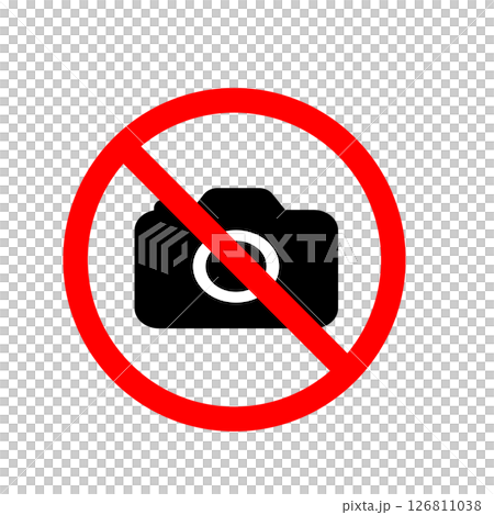 撮影禁止マーク(カメラ使用禁止・赤色アイコン) 撮影禁止マーク(カメラ使用禁止・赤色アイコン) 126811038