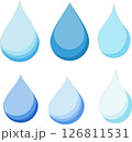 blue water set of water drops on white background,3d water drops icon 126811531