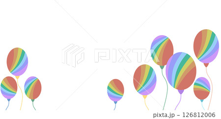 Rainbow-colored balloons floating in a beautiful arrangement, perfect as a background for Pride Month or gender equality themes 126812006