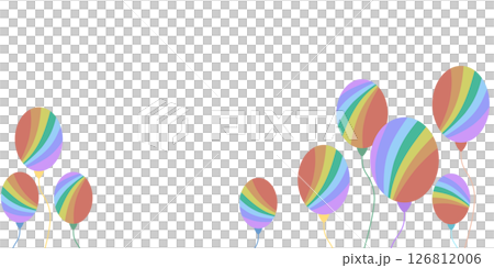 Rainbow-colored balloons floating in a beautiful arrangement, perfect as a background for Pride Month or gender equality themes 126812006