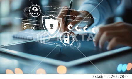 Digital Security Concept: Protecting Data Privacy in the Online Business World with Cyber Technology and Information Safeguards XDMCP Digital Security Concept: Protecting Data Privacy in the Online Business World with Cyber Technology and Information Safeguards XDMCP 126812035