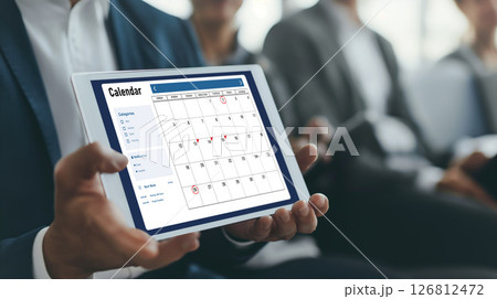 Calendar on computer software application for brisk schedule planning 126812472