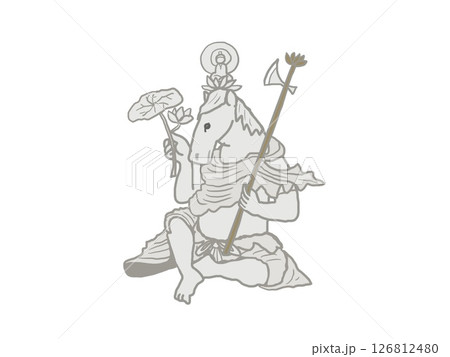 ポーズをとる馬頭観音の像のイラスト 126812480
