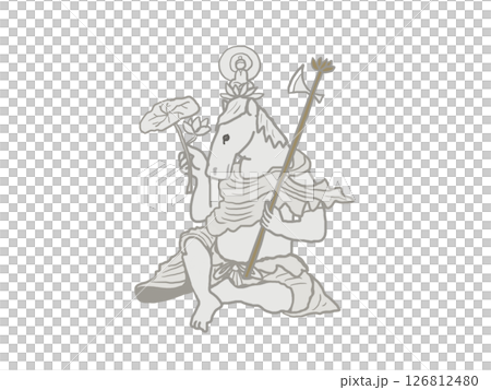 ポーズをとる馬頭観音の像のイラスト 126812480