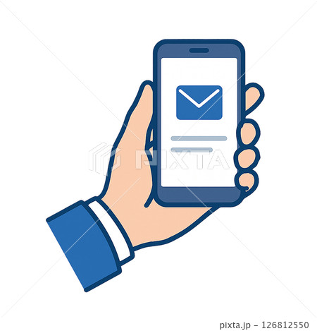 スマートフォンでメールを確認する手のイラスト（通知・連絡） 126812550
