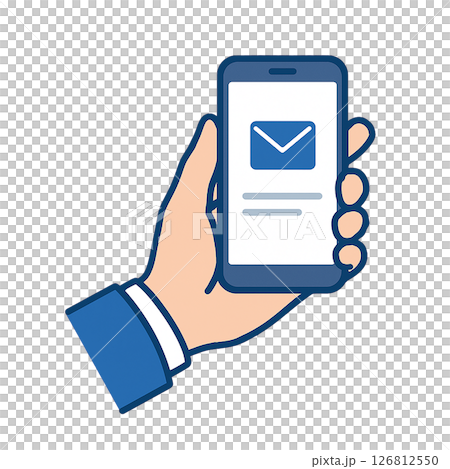 スマートフォンでメールを確認する手のイラスト（通知・連絡） 126812550