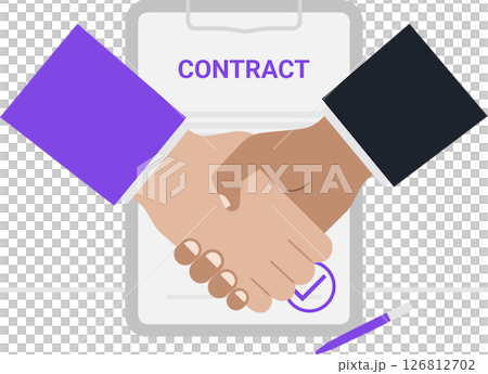 A consultant and client professional handshake symbolizes a successful agreement and trusted partnership, with contract documents and a pen in the background representing their formal business A consultant and client professional handshake symbolizes a successful agreement and trusted partnership, with contract documents and a pen in the background representing their formal business 126812702